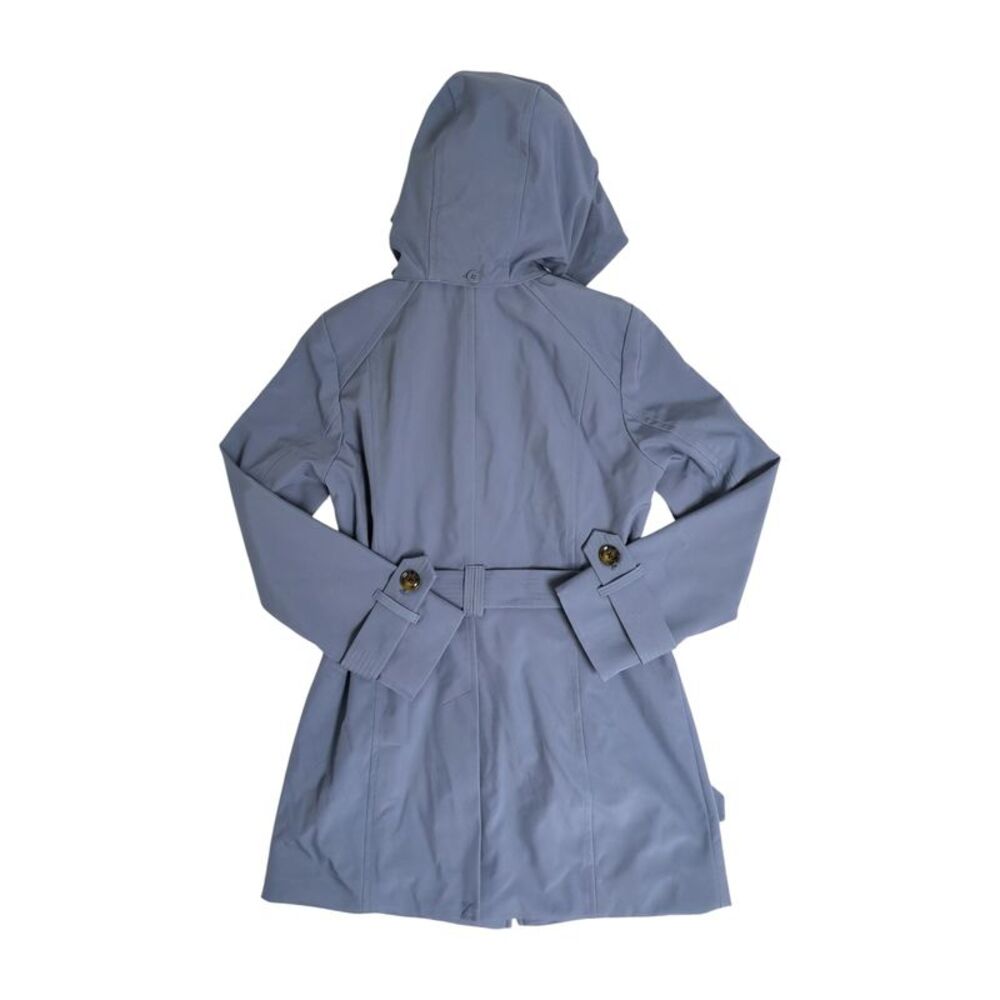 London Fog Women's Single Breasted Trench Coat with Removable Hood - Lunar Blue - Picture 2 of 3